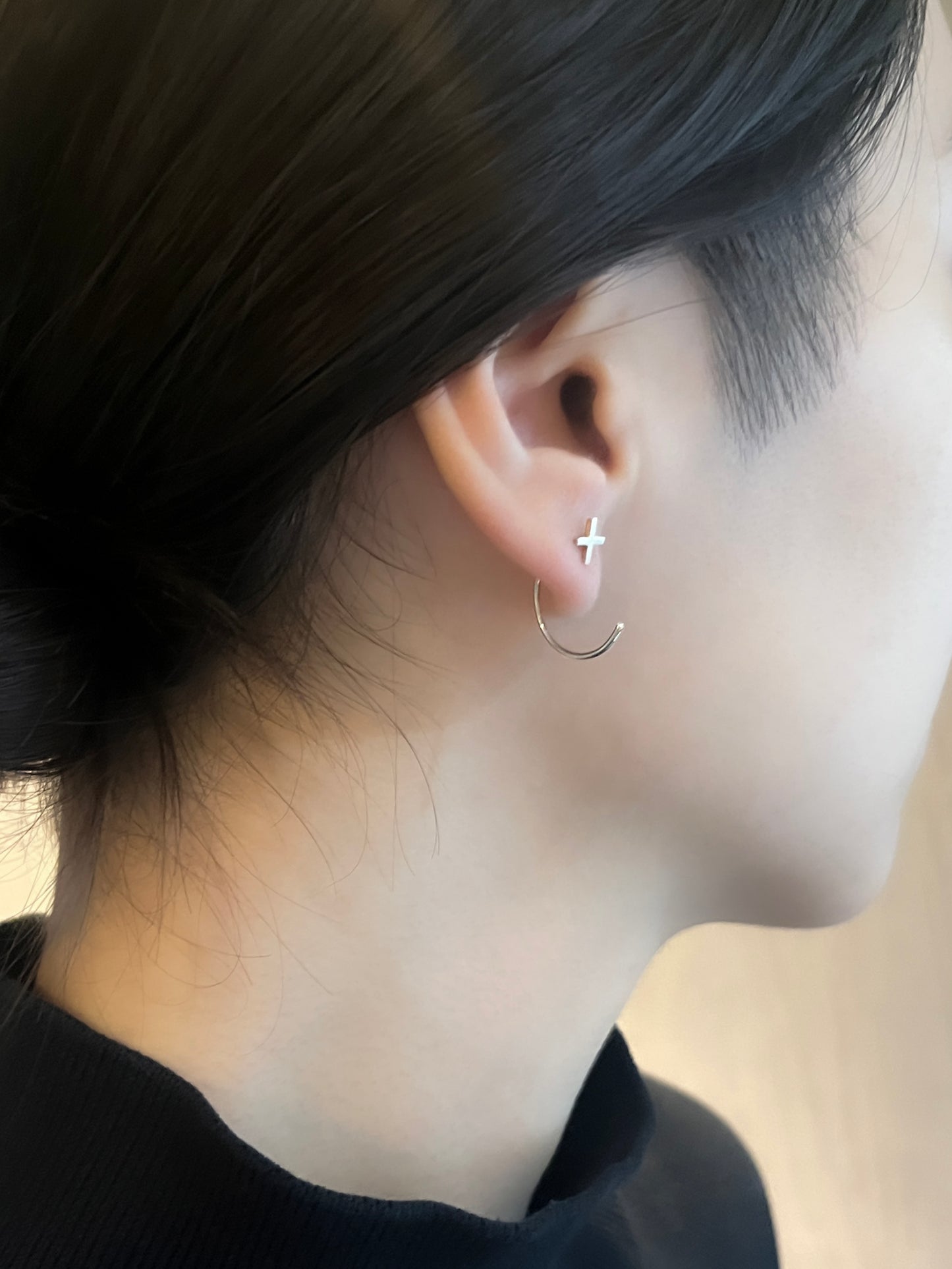 cross | クロス | Pierced earrings | Sterling Silver | Small